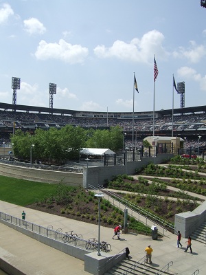 Looking into PNC Park.