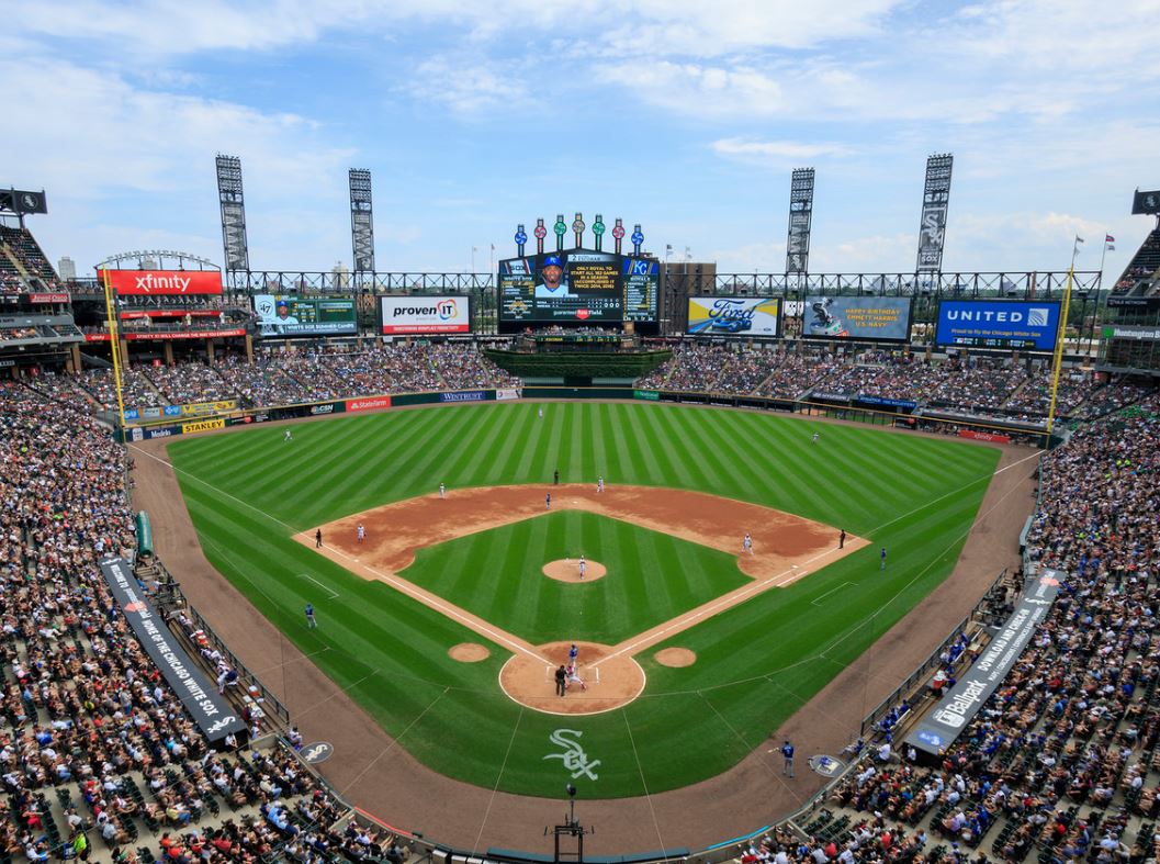 Fixed Aerial View of White Sox Stadium, , Stock Video
